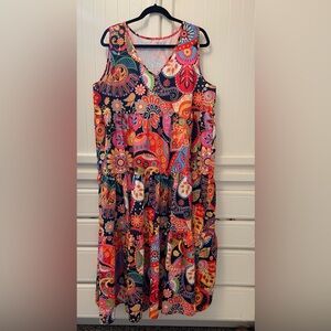 Women’s XXL Colorful Floral Sleeveless Dress House Dress Mumu Loungedress